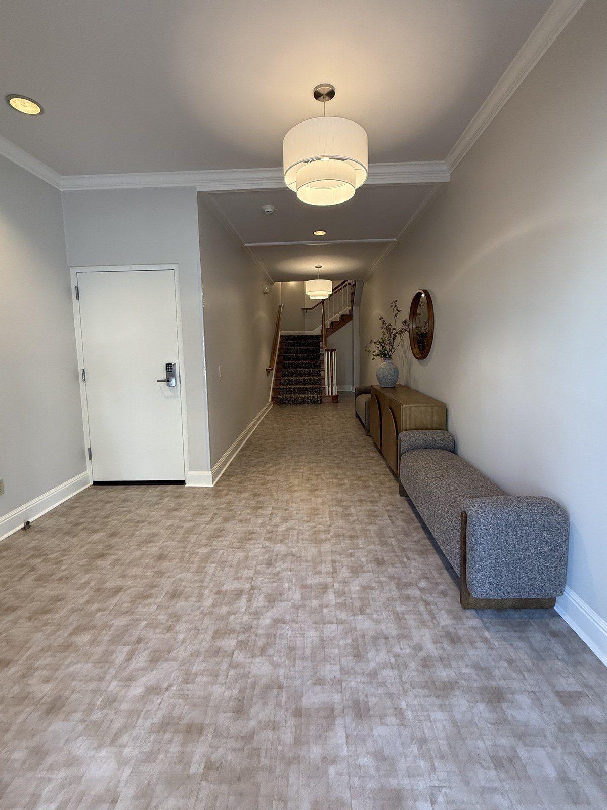 Building entry hallway after the renovation